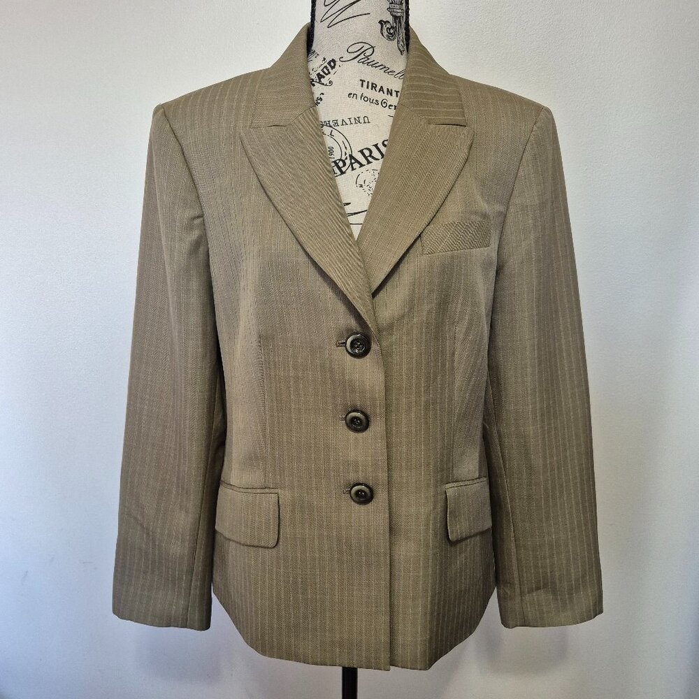 Evan Picone Taupe Pinstripe Pantsuit